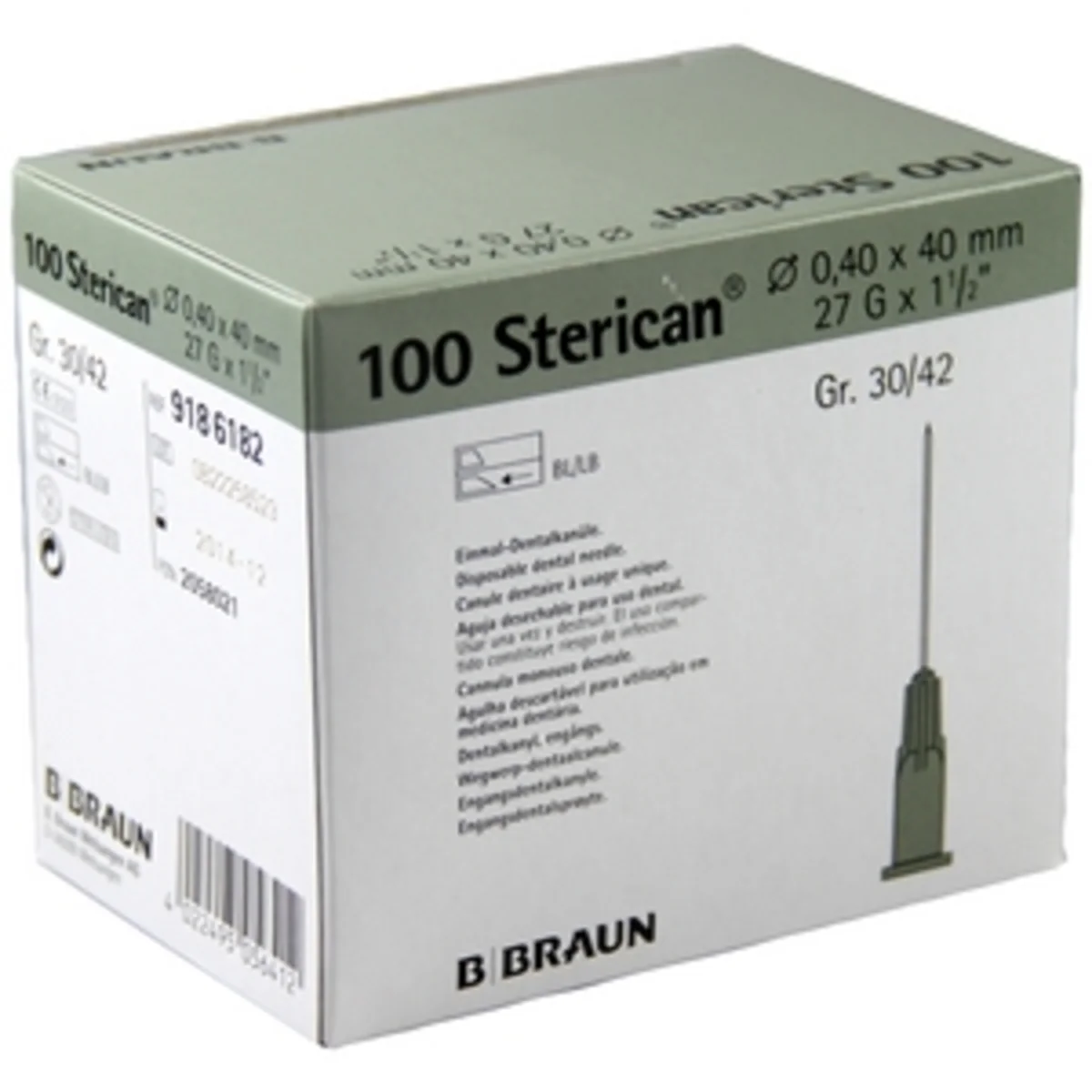 Stericann Needle 27G x 1.5" (0.4x40mm Grey)