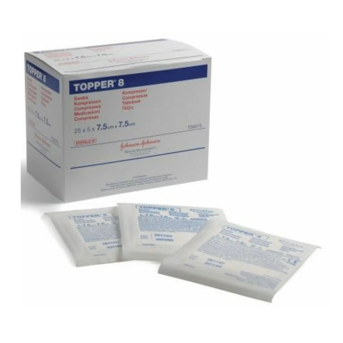 Topper 8 Sterile 4Ply Non Woven Swabs 5/Pouch 7.5cm x 7.5cm