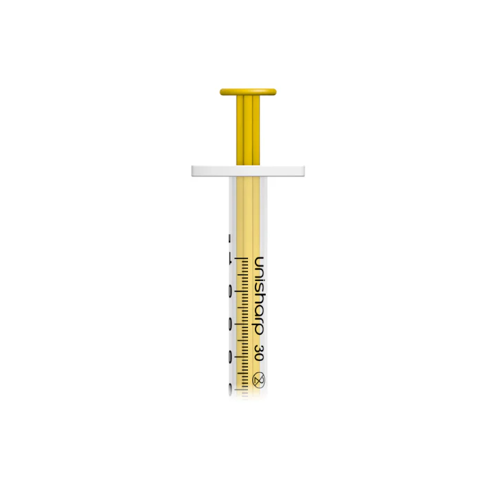 Unisharp 1ml 30G 0.5" fixed needle syringe: Gold - Image 2