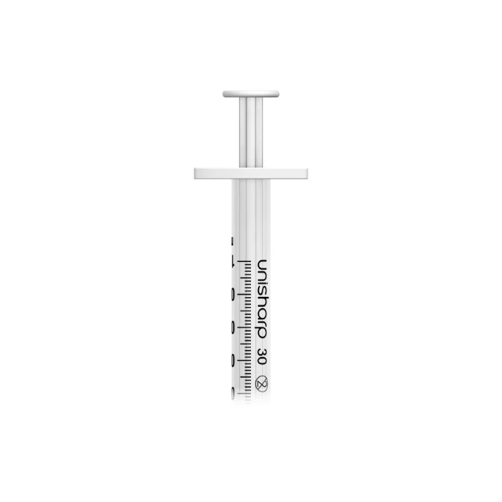 Unisharp 1ml 30G 0.5" fixed needle syringe: White - Image 2