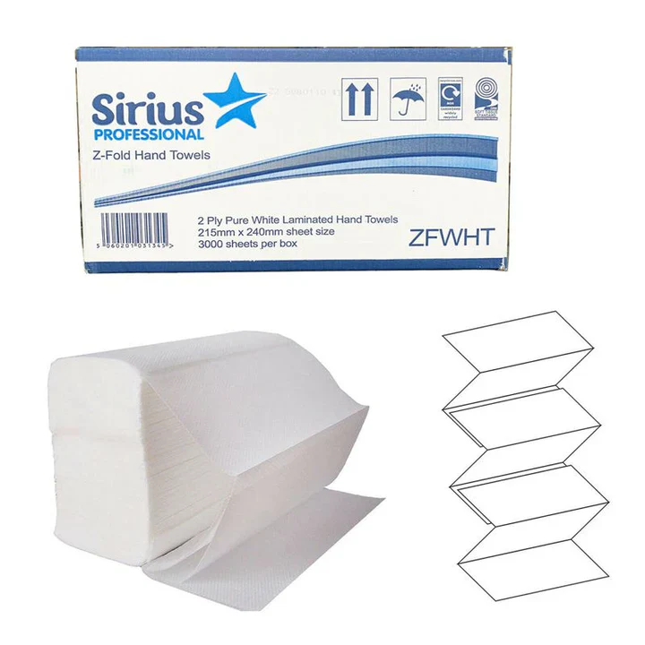 Z fold 2 ply hand towels